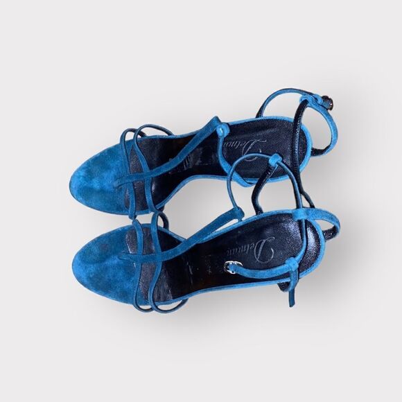 Delman Blue Suede Sandals Shoe Size 9 - Picture 3 of 7
